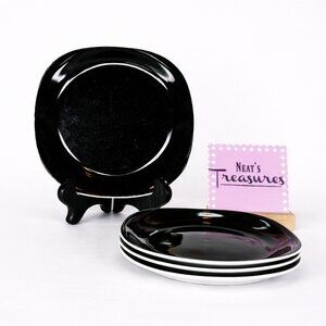 Home Target Black & White Soft Square Stoneware 7.75" Coupe Salad Plates Set 4